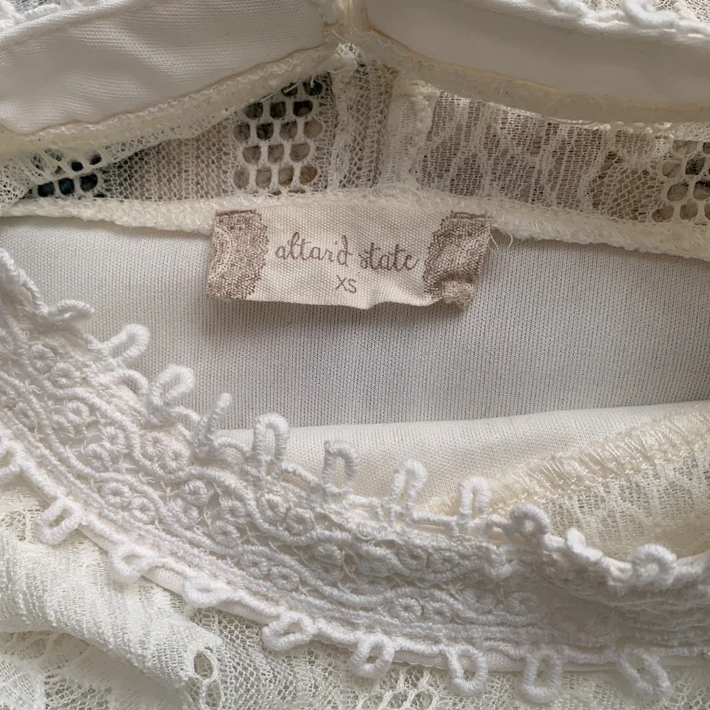 ALTAR’D STATE Lace fall blouse top white long sleeve Victorian romantic gothic S - Picture 7 of 8